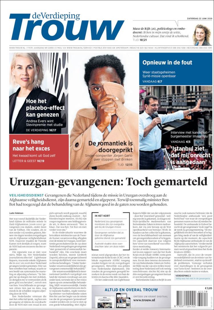 Portada de Trouw (Pa&iacute;ses Bajos)