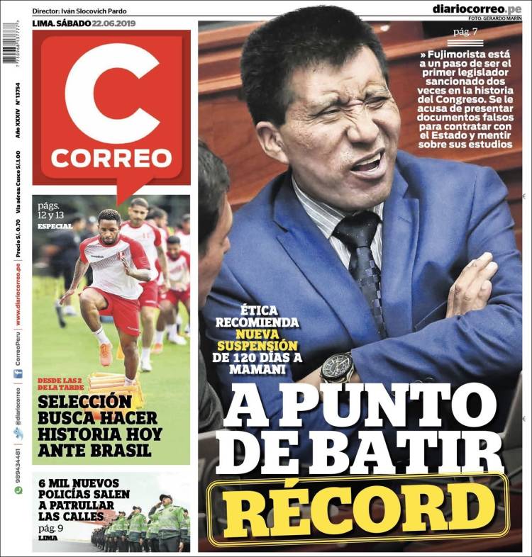 Portada de Diario Correo (Per&uacute;)
