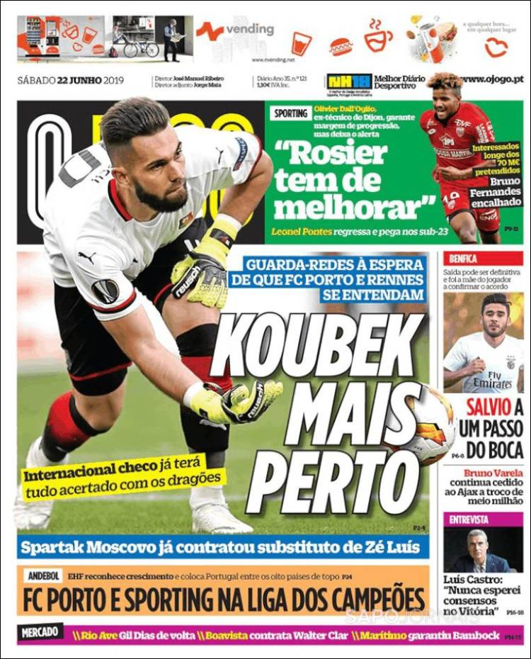 Portada de O Jogo (Portugal)