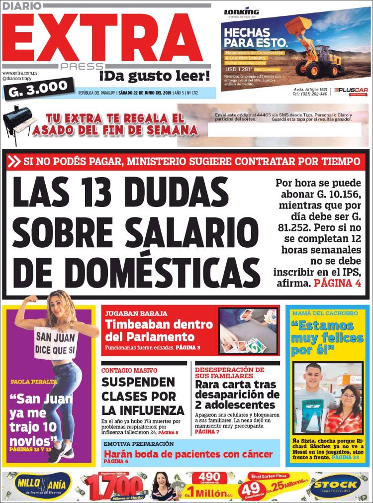 Portada de Diario Extra (Paraguay)