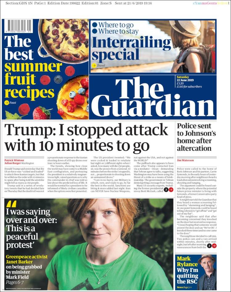 Portada de The Guardian (Reino Unido)