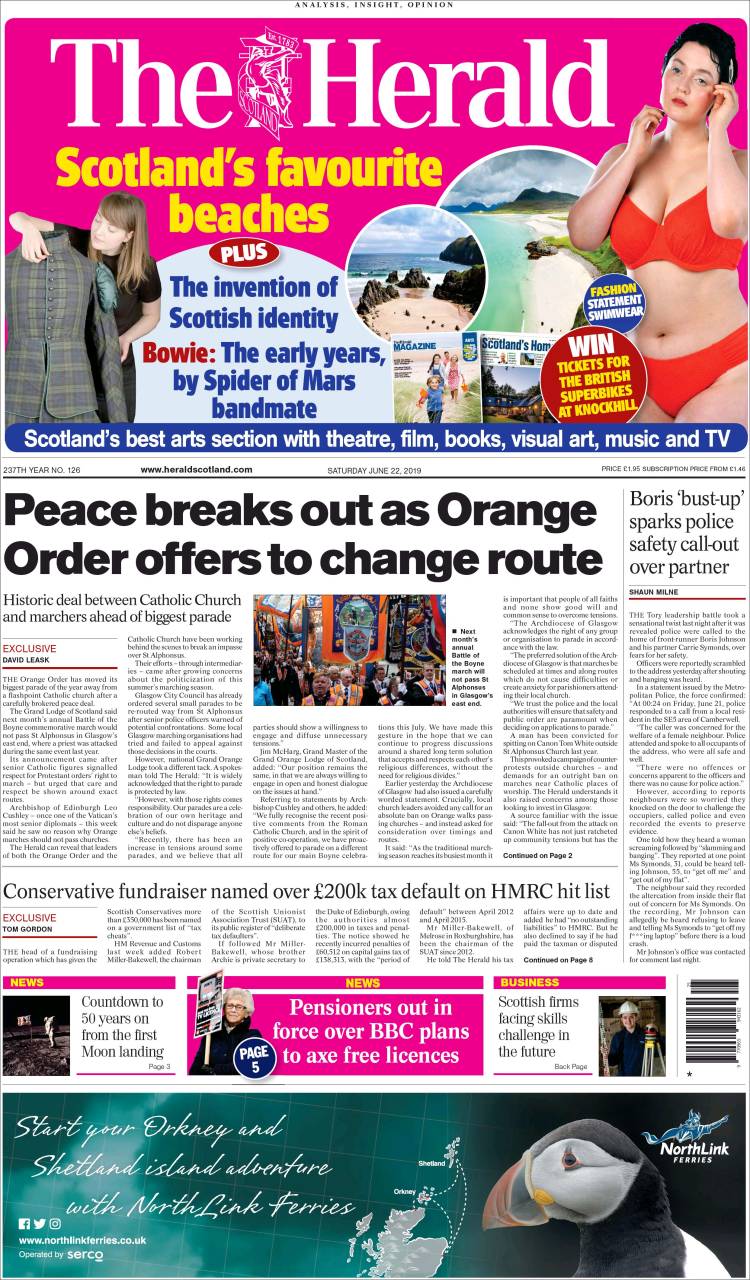 Portada de The Herald (Reino Unido)