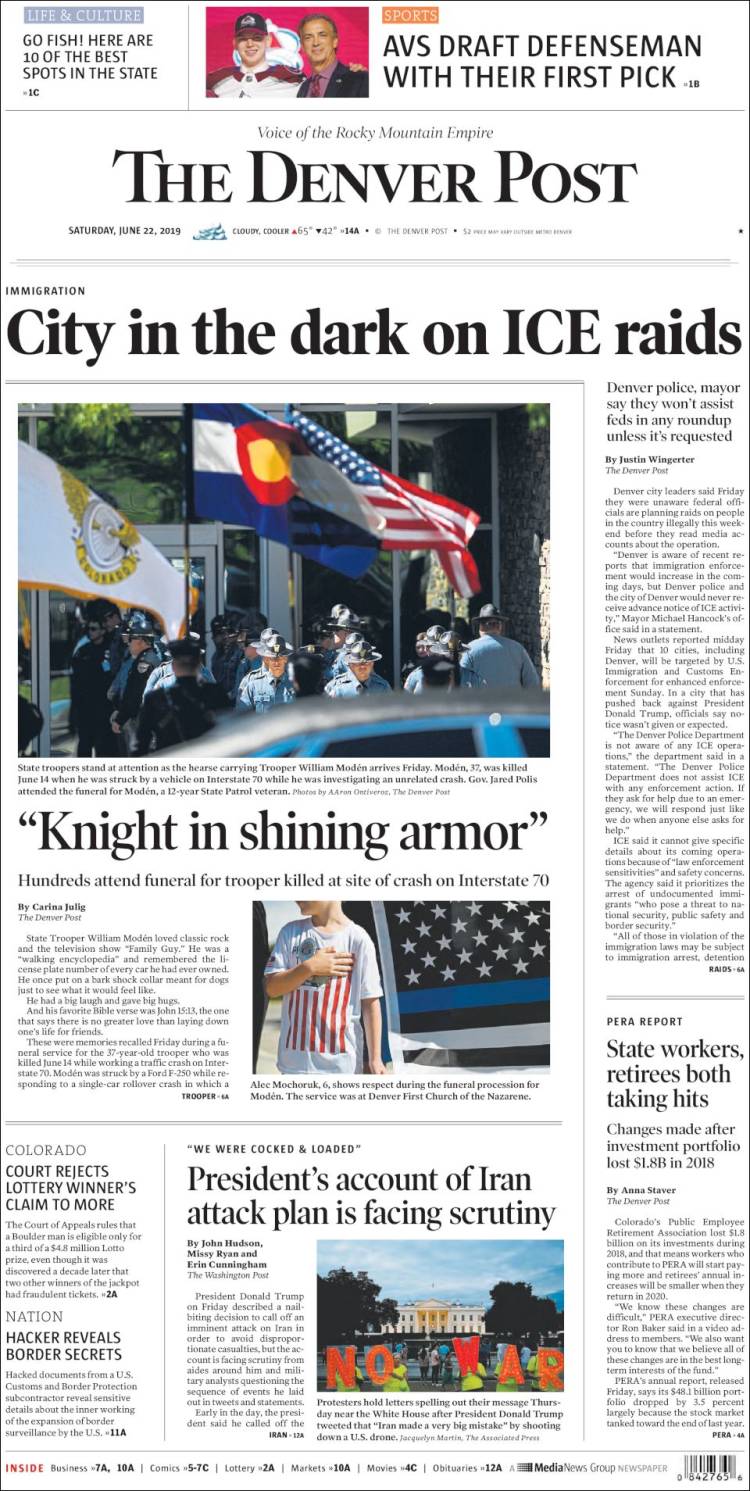 Portada de The Denver Post (USA)