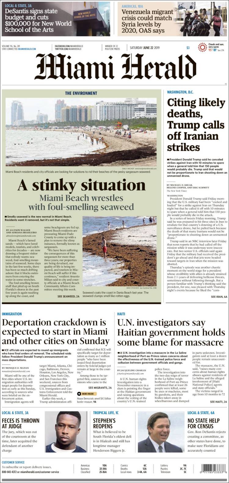 Portada de Miami Herald (USA)