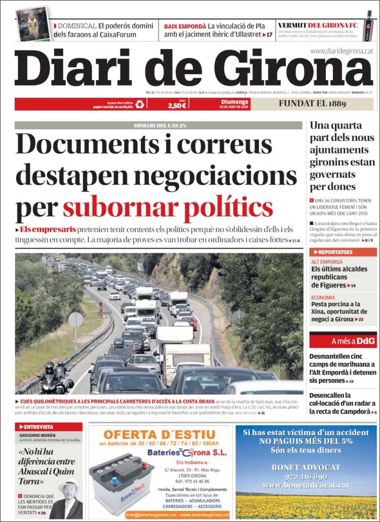 Portada de Diari de Girona (Espa&ntilde;a)