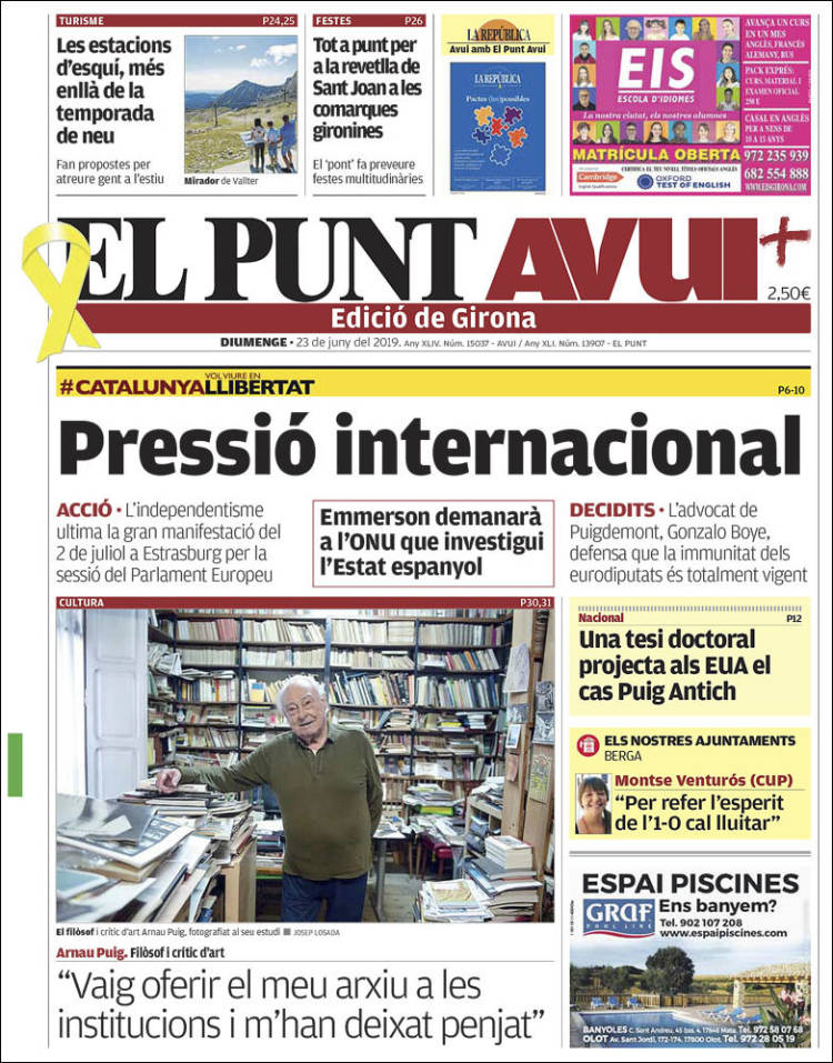 Portada de El Punt Avui - Girona (Espa&ntilde;a)