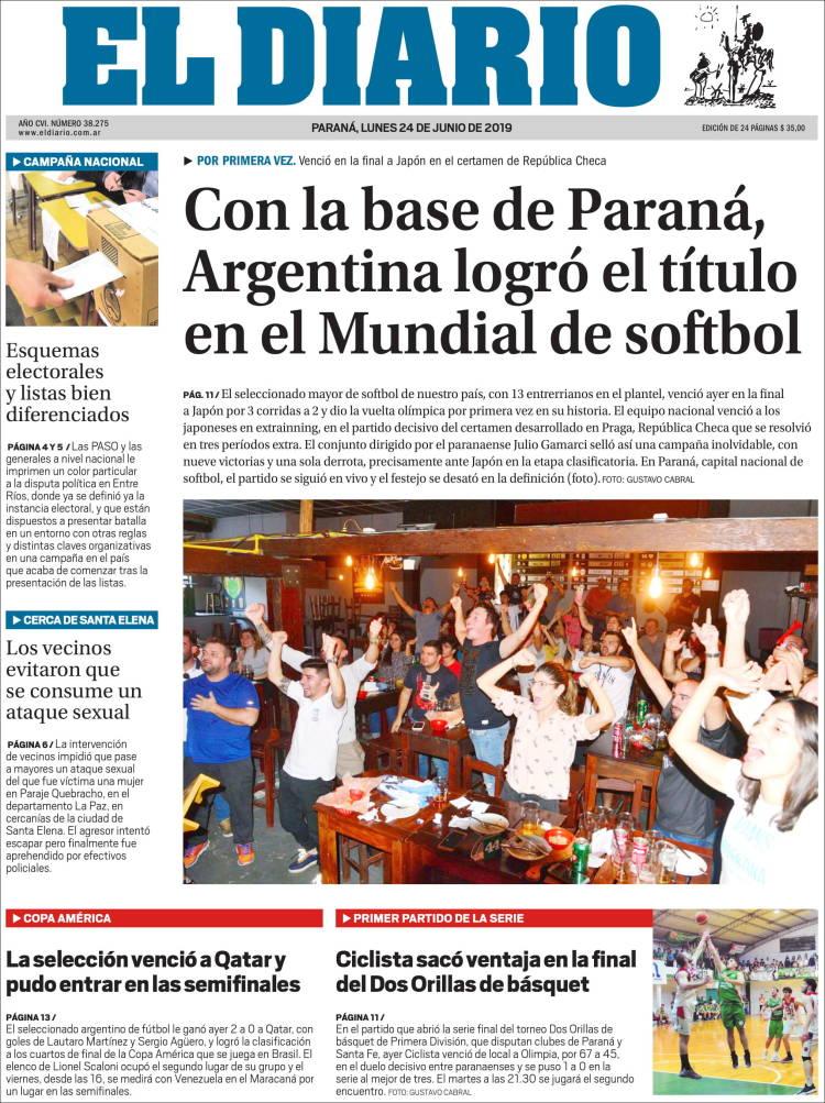 Portada de El Diario de Paraná (Argentina)