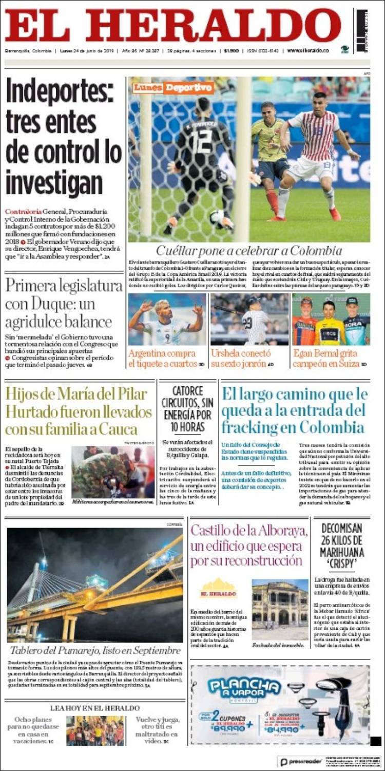 Portada de El Heraldo (Colombia)