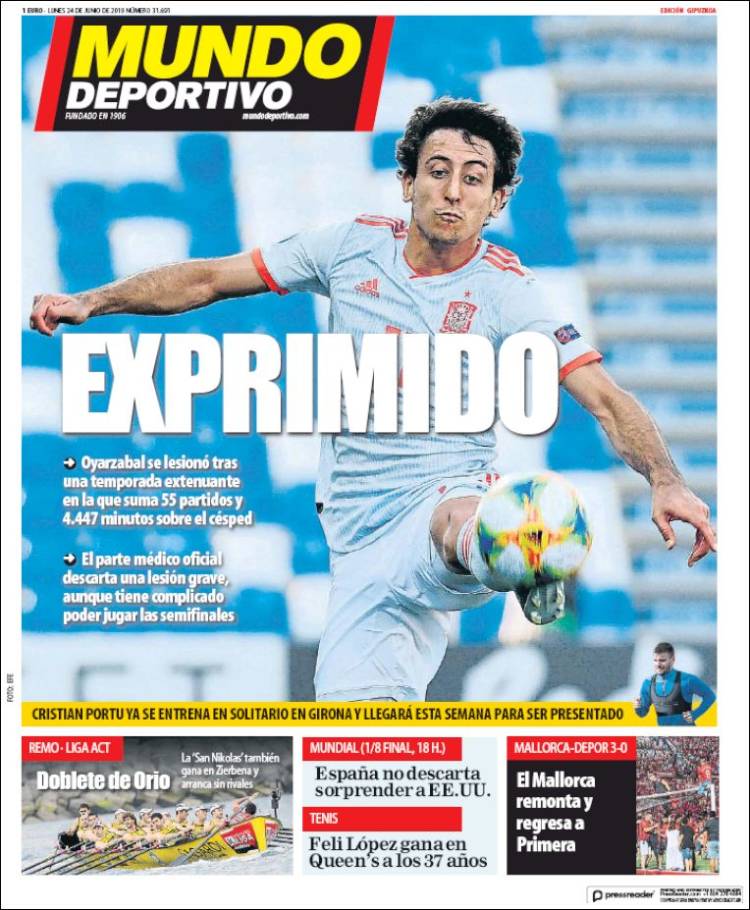 Portada de Mundo Deportivo Gipuzkoa (Espa&ntilde;a)