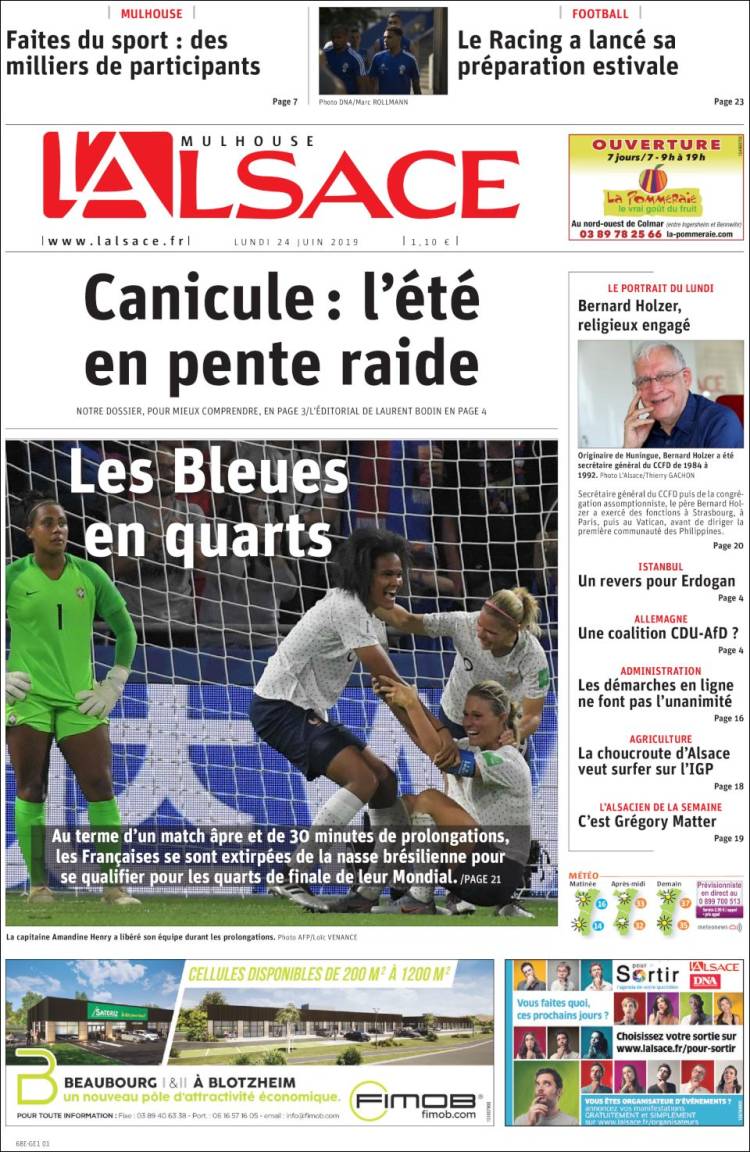 Portada de Journal L'Alsace (Francia)