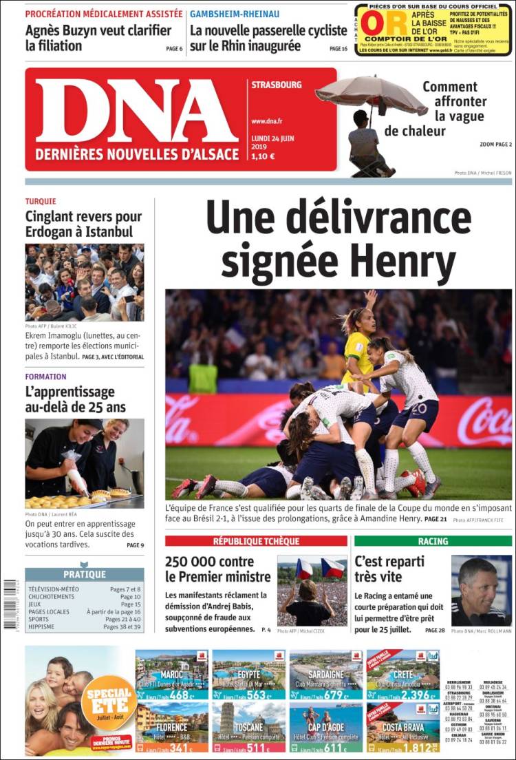 Portada de Les Dernières Nouvelles d'Alsace (France)