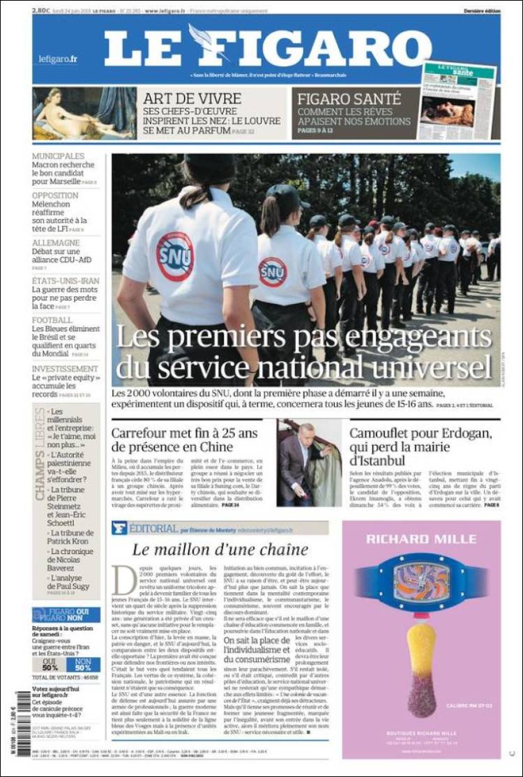 Portada de Le Figaro (Francia)