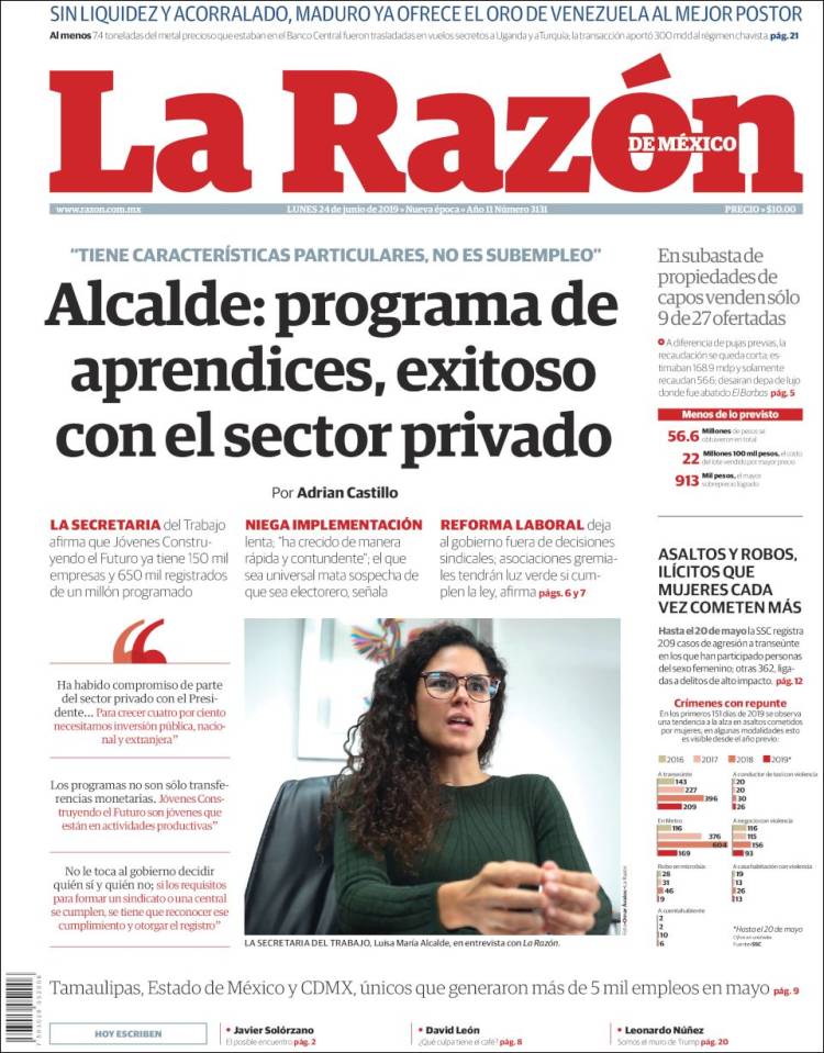 Portada de La Razón (M&eacute;xico)