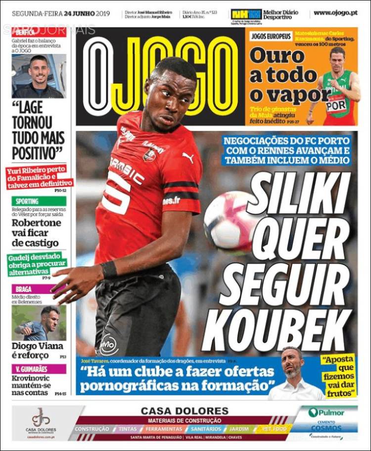Portada de O Jogo (Portugal)