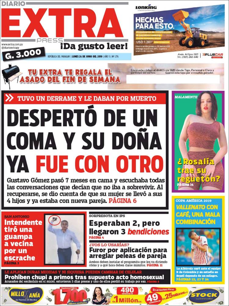 Portada de Diario Extra (Paraguay)