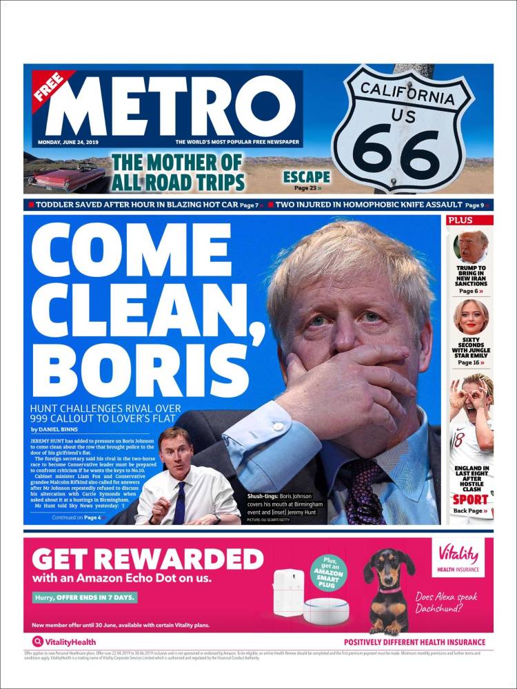 Portada de Metro (Reino Unido)