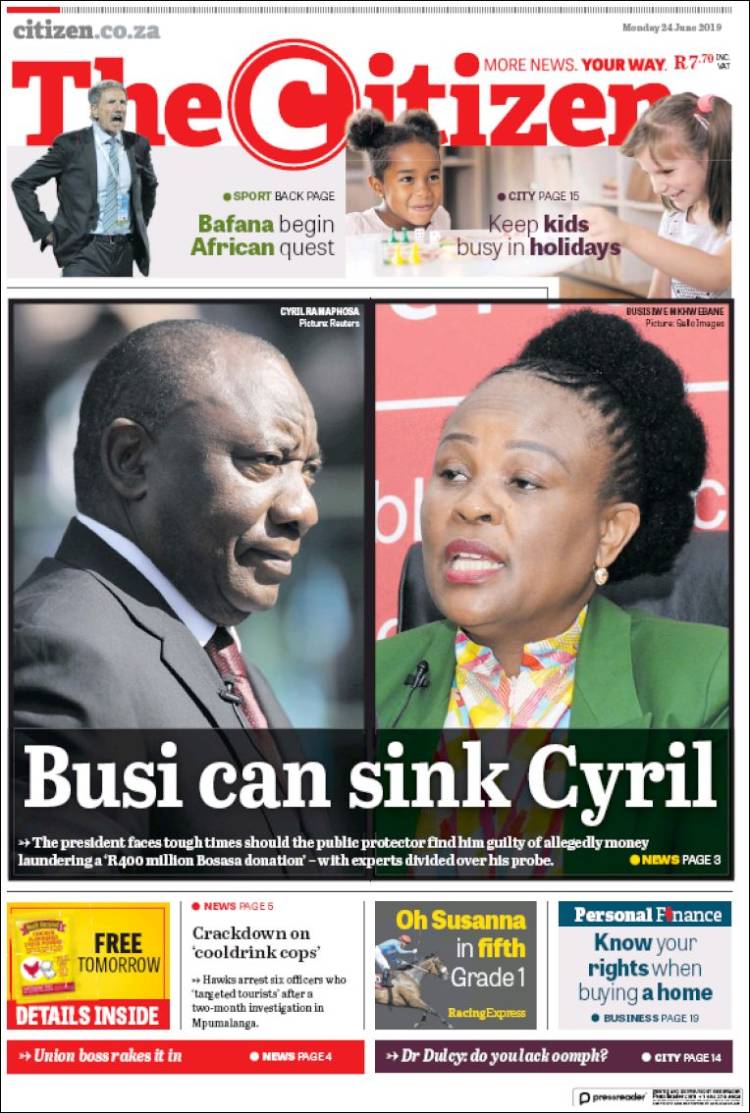 Portada de The Citizen (Sud&aacute;frica)