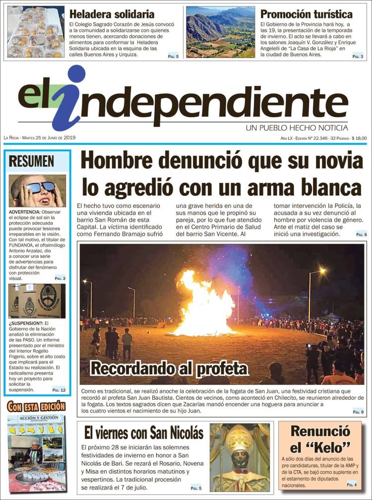 Portada de El Independiente (Argentina)