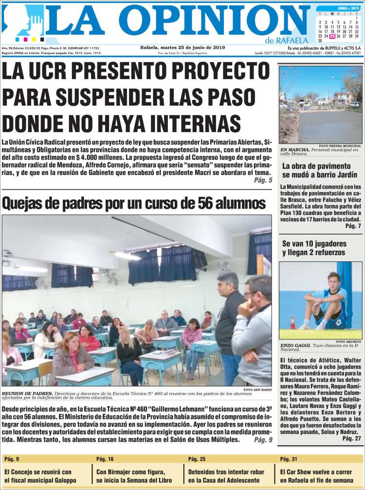 Portada de La Opinión (Argentina)