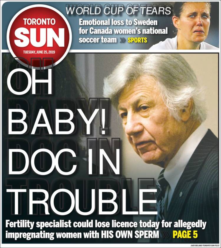 Portada de The Toronto Sun (Canadá)