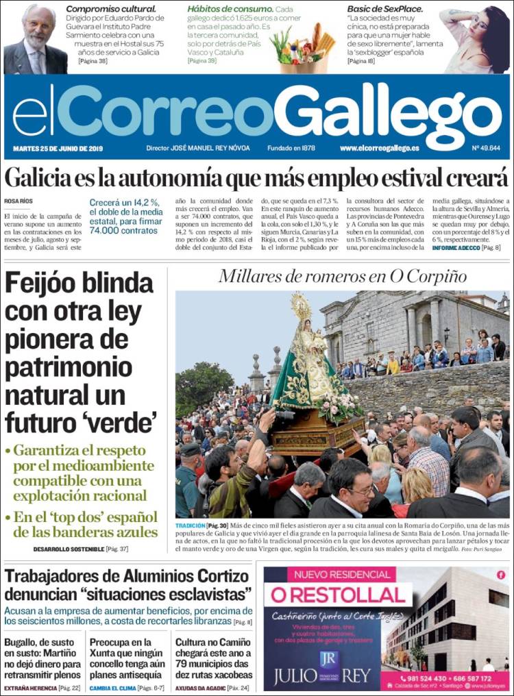 Portada de El Correo Gallego (Espa&ntilde;a)