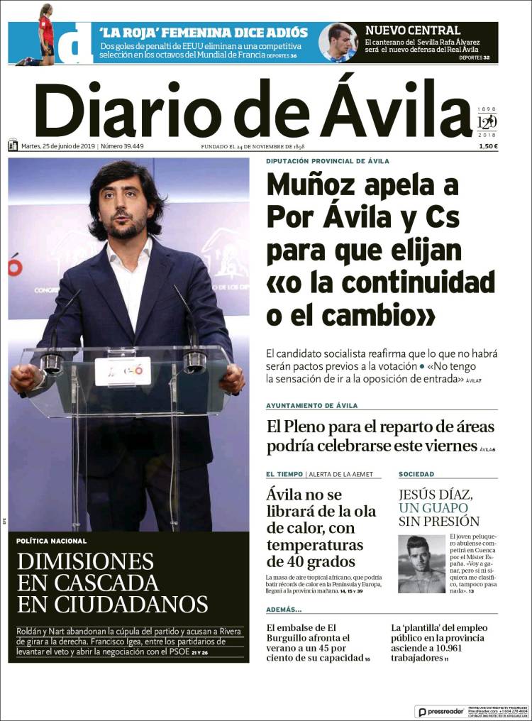 Portada de Diario de Ávila (Espa&ntilde;a)