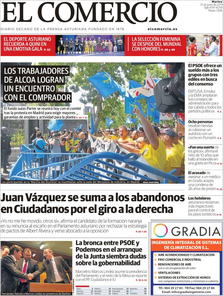 Portada de El Comercio - Gijón (Espa&ntilde;a)