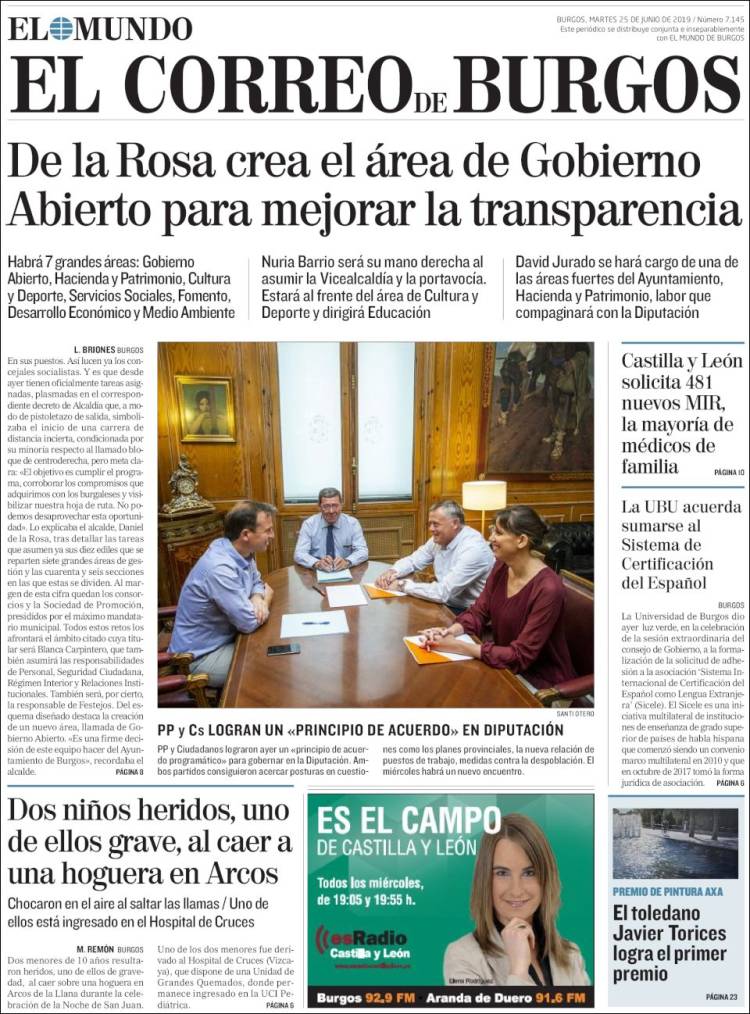 Portada de El Correo de Burgos (Espa&ntilde;a)