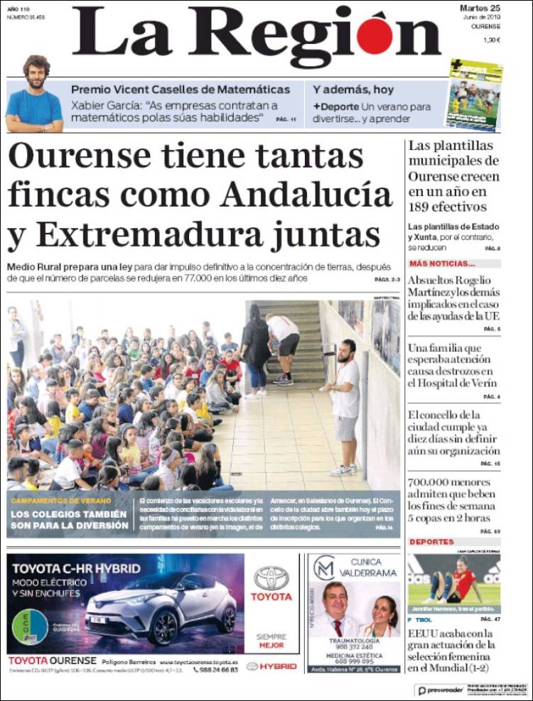 Portada de La Región de Ourense (Espa&ntilde;a)