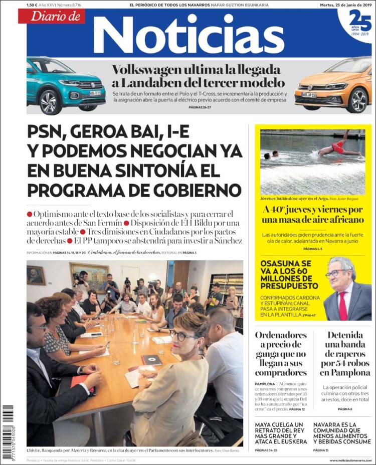 Portada de Noticias de Navarra (Espa&ntilde;a)