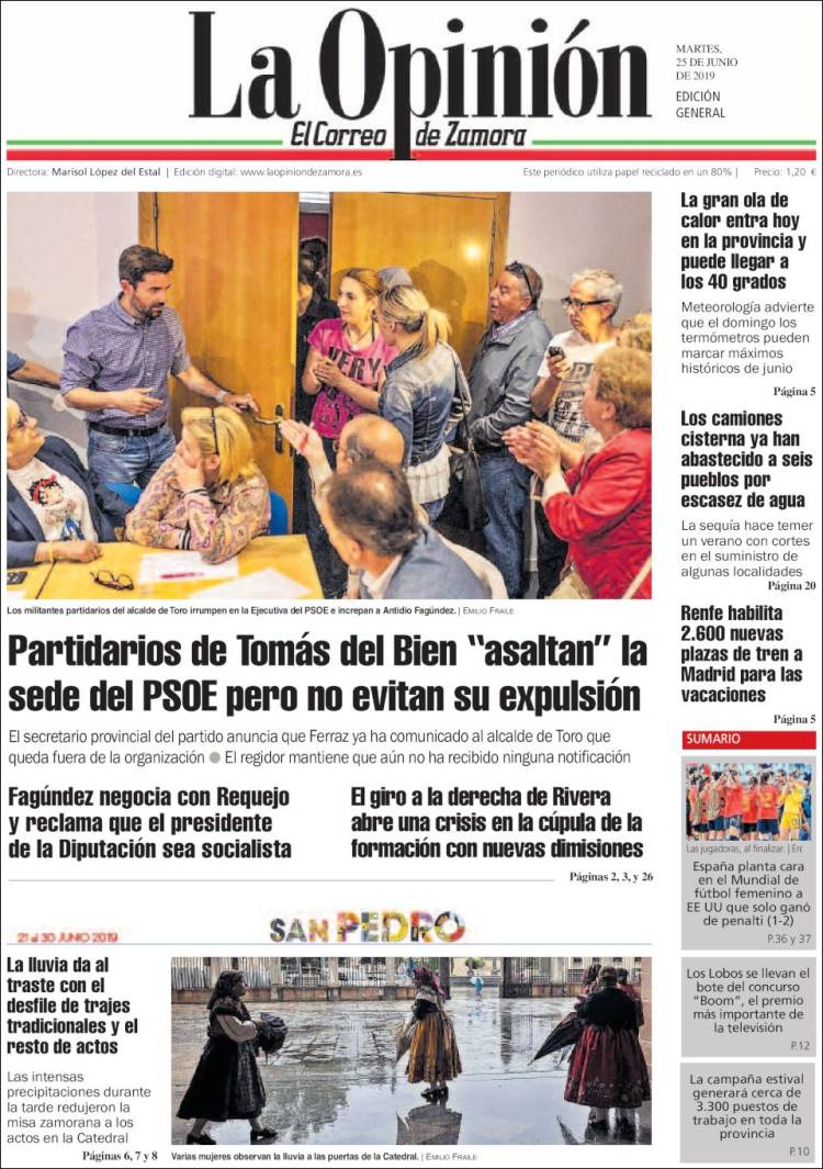 Portada de La Opinión - El Correo de Zamora (Espa&ntilde;a)