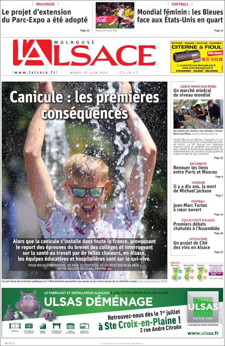 Portada de Journal L'Alsace (Francia)