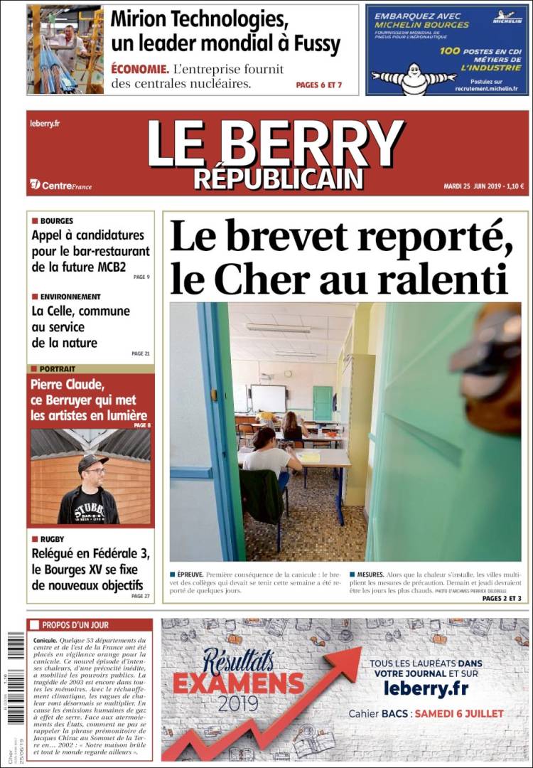 Portada de Berry Republicain (Francia)