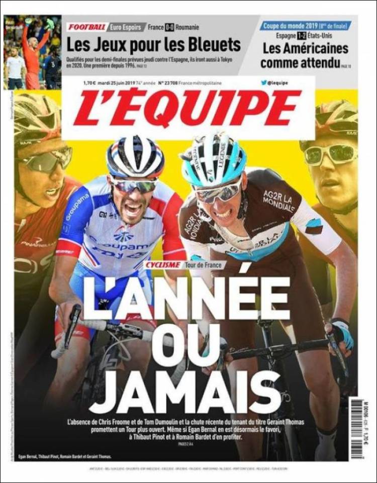 Portada de L'Equipe (Francia)