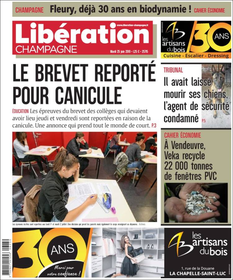 Portada de Libération Champagne (Francia)