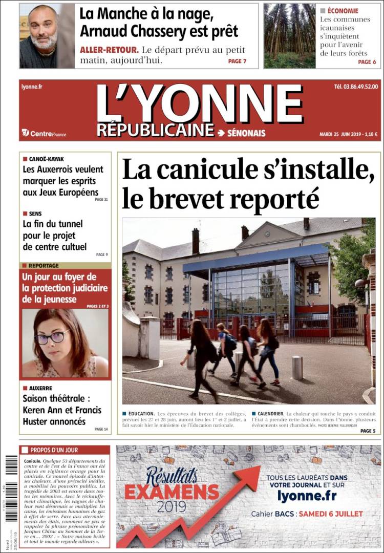 Portada de L'Yonne-Républicaine (Francia)