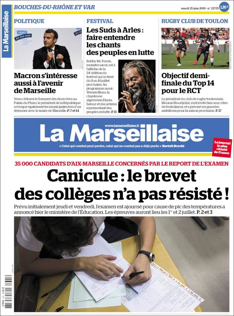 Portada de La Marseillaise (Francia)