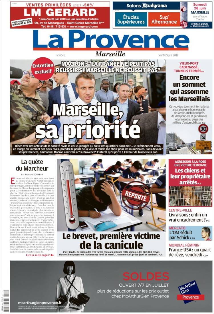 Portada de La Provence (Francia)