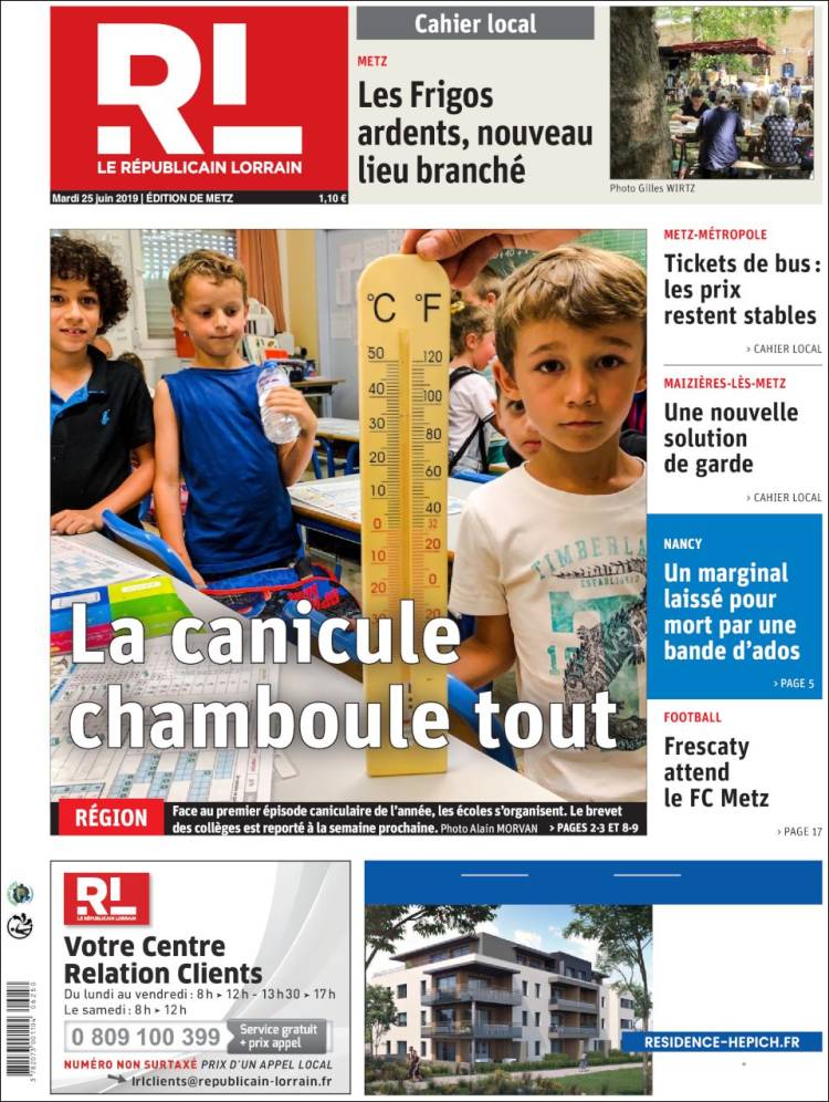 Portada de Le Republicain Lorrain (Francia)