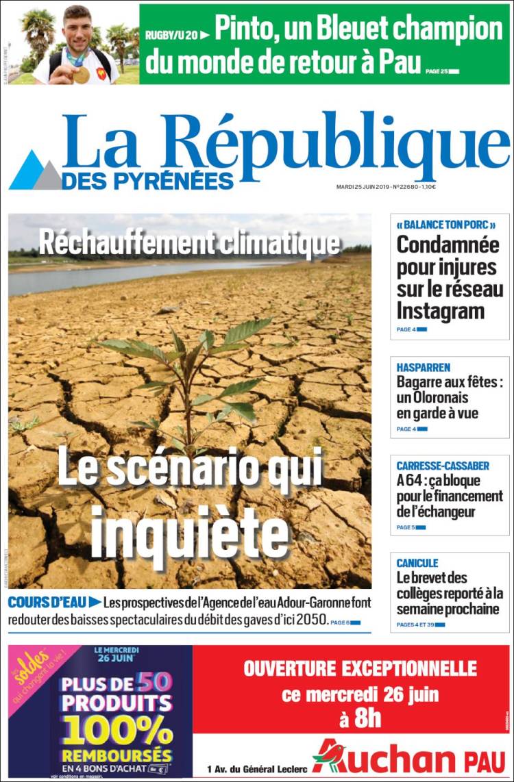 Portada de La République des Pyrénées (Francia)