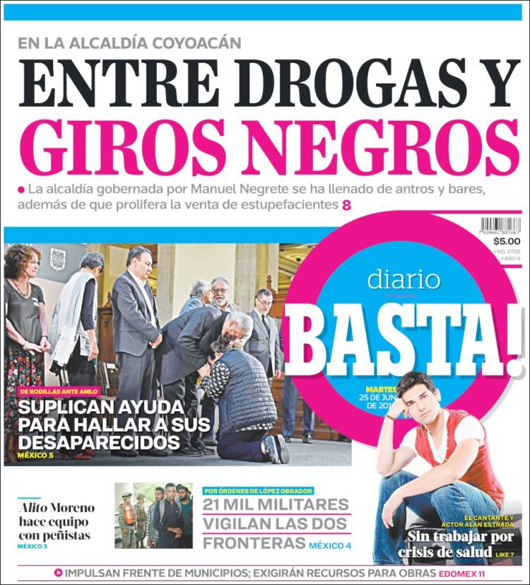 Portada de Diario Basta (México)