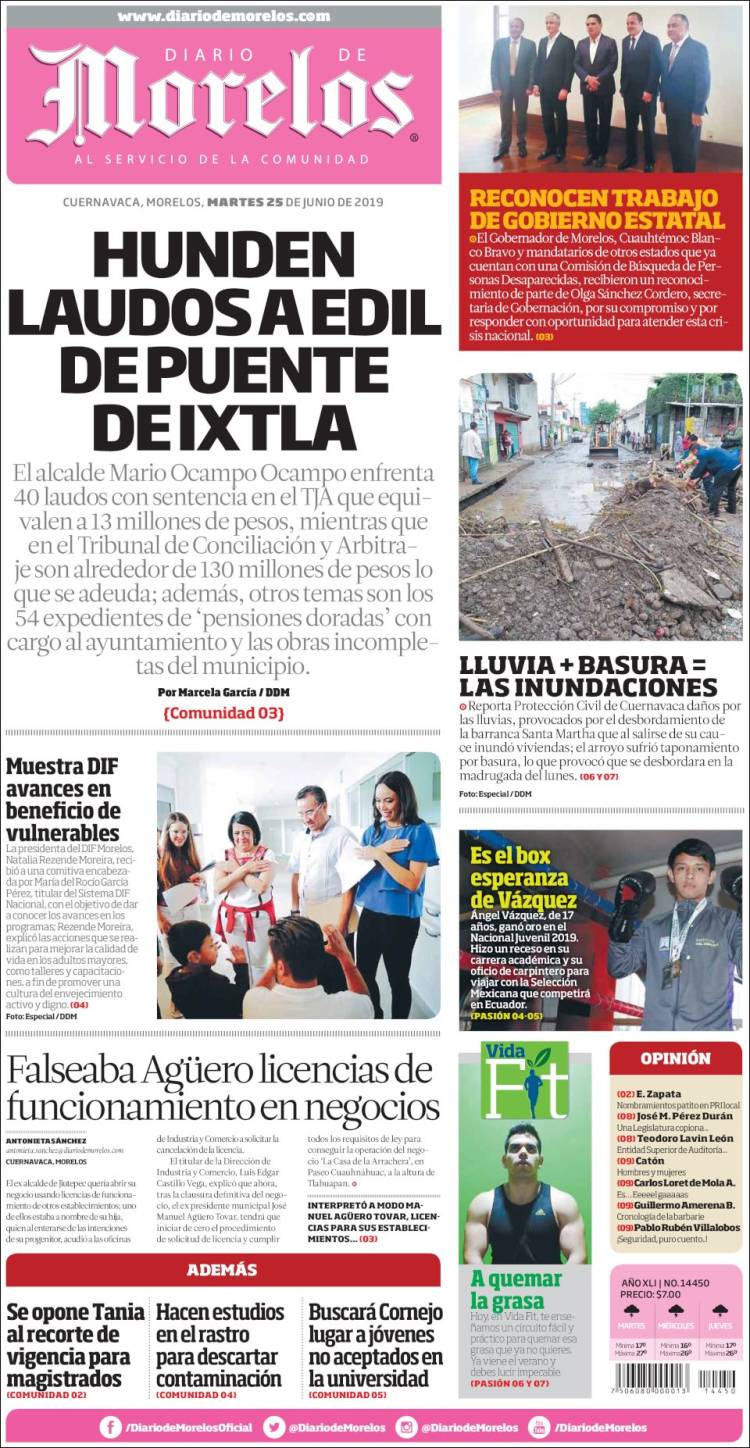 Portada de Diario de Morelos (México)