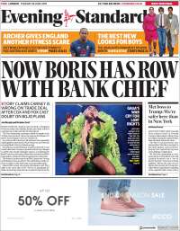 Portada de Evening Standard (Reino Unido)
