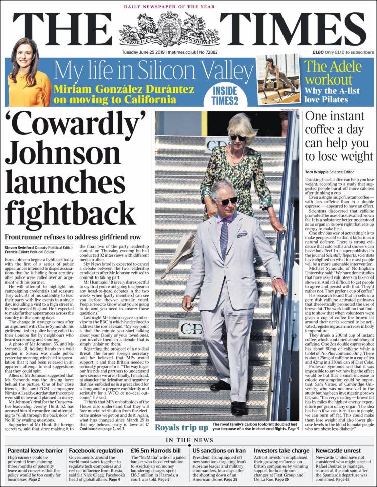 Portada de The Times (Reino Unido)