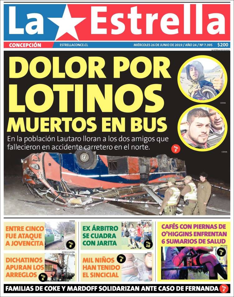 Portada de La Estrella de Concepción (Chile)