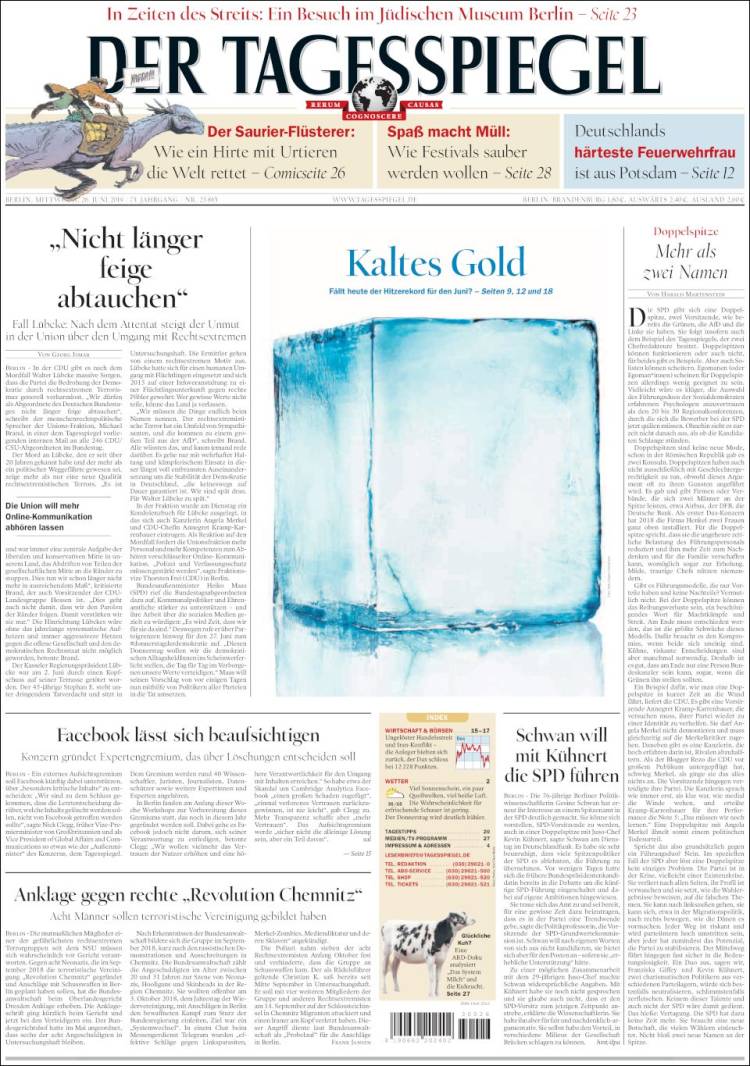 Portada de Der Tagesspiegel (Germany)