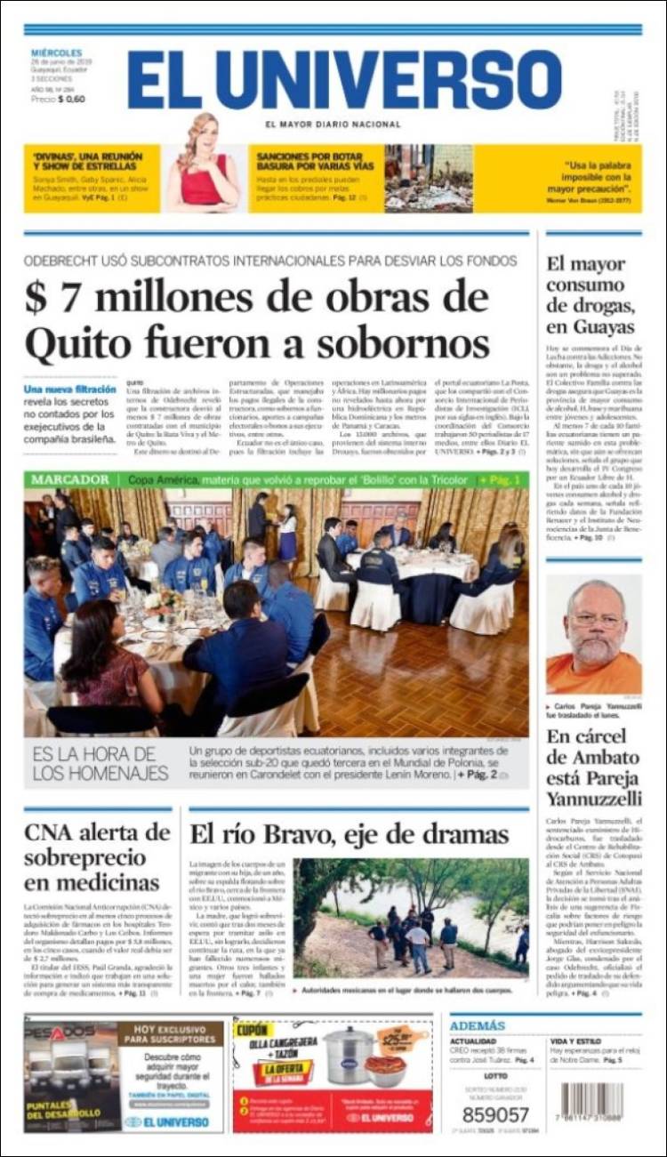 Portada de El Universo - Ecuador (Ecuador)