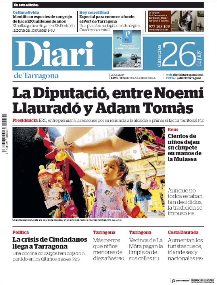Portada de Diari de Tarragona (Espa&ntilde;a)