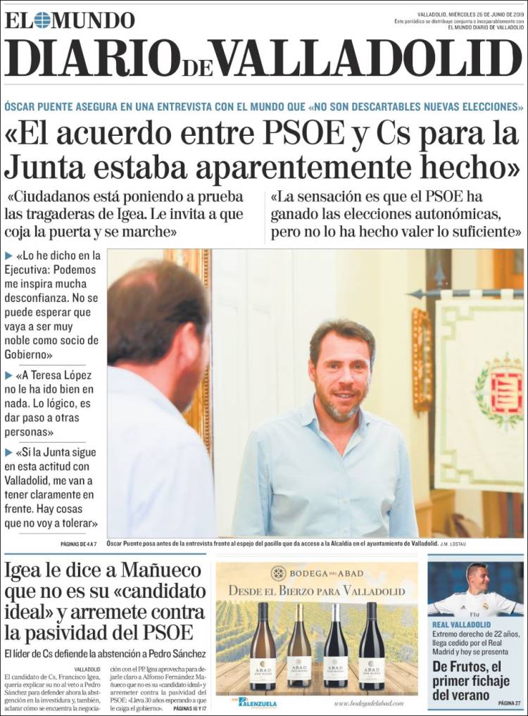 Portada de Diario de Valladolid (Espa&ntilde;a)