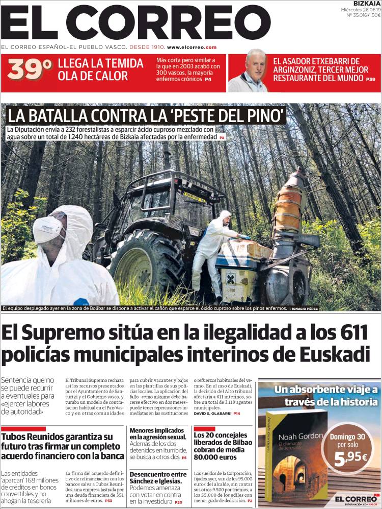 Portada de El Correo (Espa&ntilde;a)